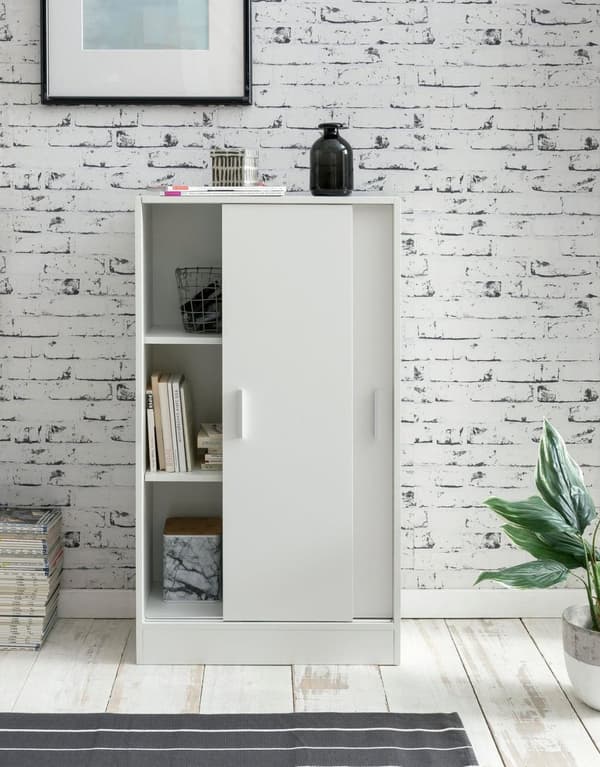 Rootz arkivskab træ 60 x 107,5 x 28,5 cm hvid - Design multifunktionsskab - Kontorskab Moderne - Kommode Hallmøbler - Skænk entre kommode - Lille opbe