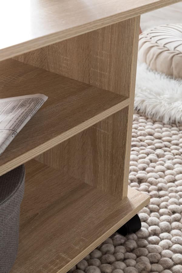 Rootz Design sofabord 95 x 51 x 54,5 cm Sonoma drejeligt med hjul - Sofabord Sofabord - Sofabord Loungebord - Sofabord med opbevaringsplads