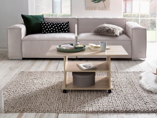 Rootz Design sofabord 95 x 51 x 54,5 cm Sonoma drejeligt med hjul - Sofabord Sofabord - Sofabord Loungebord - Sofabord med opbevaringsplads