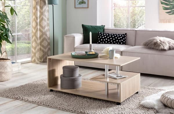 Rootz Design sofabord 105 x 48,5 x 60 cm Sonoma drejeligt med hjul - Sofabord Sofabord - Sofabord Loungebord - Sofabord med opbevaringsplads