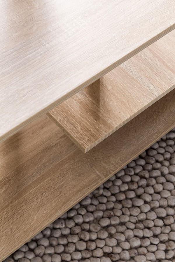 Rootz Design sofabord 105 x 48,5 x 60 cm Sonoma drejeligt med hjul - Sofabord Sofabord - Sofabord Loungebord - Sofabord med opbevaringsplads