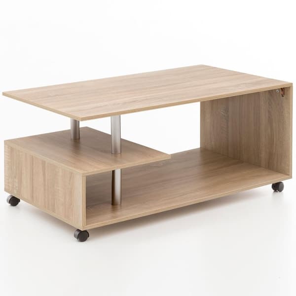 Rootz Design soffbord 105 x 48,5 x 60 cm Sonoma Vridbart med hjul - Soffbord Soffbord - Soffbord Loungebord - Soffbord med förvaringsutrymme