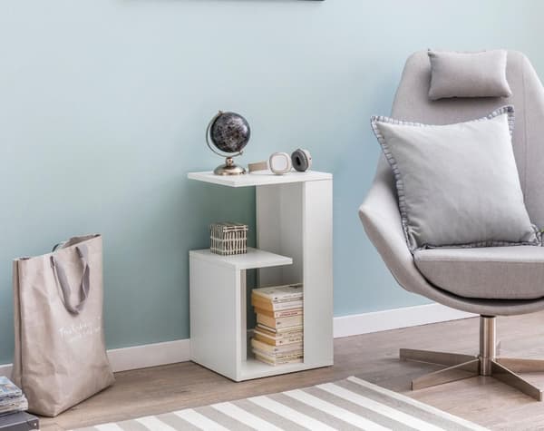 Rootz sidebord 35x29,5x60 cm træ Hvid Design Cantilever sofa - Sofabord lille moderne - Lille sofabord firkantet - Sofabord højt - Smalt bord stue