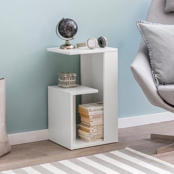 Rootz sidebord 35x29,5x60 cm træ Hvid Design Cantilever sofa - Sofabord lille moderne - Lille sofabord firkantet - Sofabord højt - Smalt bord stue