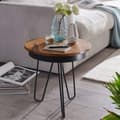Miniatyrbillede 6 af 7: Rootz sidebord 43 x 45 x 43 cm Sheesham træ metal sofabord - Industriel stil Ægte træ borde Stue - Træbord Sofabord Metal ben - Anstellisch Dekotisch