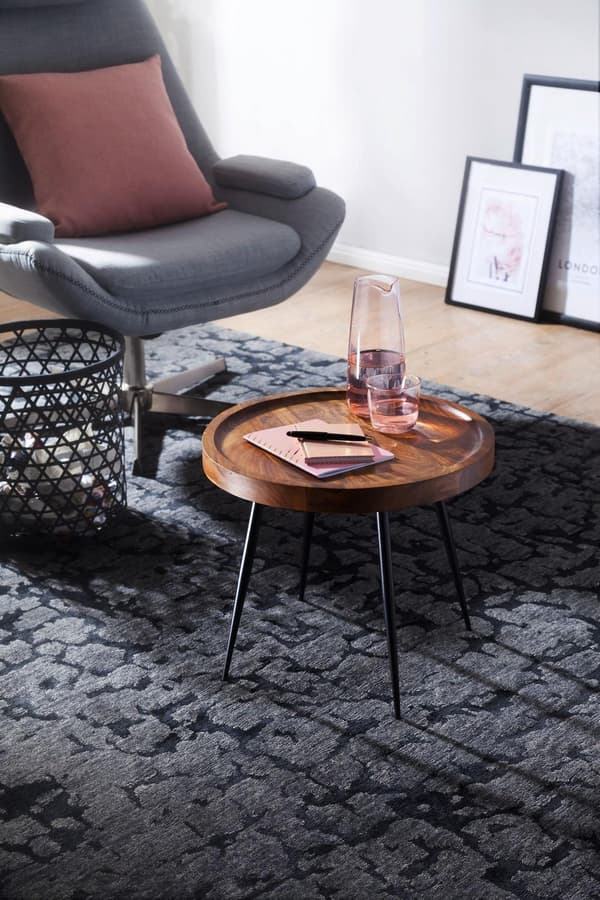 Rootz-sivupöytä 46 x 40 x 46 cm WL5.674 Sheesham-puumetallinen sohvapöytä - Industrial Style Real Wood -pöydät Olohuone - Puinen pöytä Sohvapöytä Meta