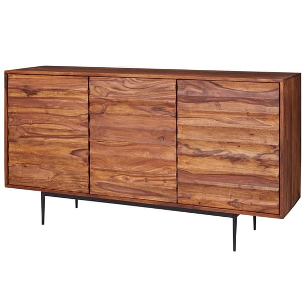 Rootz skänk Sheesham massivt trä 150x81x41 cm rustik byrå - Design Skänk Large - Hög byrå med 3 dörrar massivt trä - Golvskåp Vardagsrum Modernt