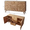 Miniatyrbillede 6 af 7: Rootz Room Skænk 140x78,5x40 cm Skænk Massivt træ Akacieskab Brun - Kommode i landlig stil med 3 skuffer & 2 låger - Entreskab ægte træ - Skuffe kommo