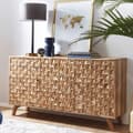 Miniatyrbillede 2 af 7: Rootz Room Skænk 140x78,5x40 cm Skænk Massivt træ Akacieskab Brun - Kommode i landlig stil med 3 skuffer & 2 låger - Entreskab ægte træ - Skuffe kommo