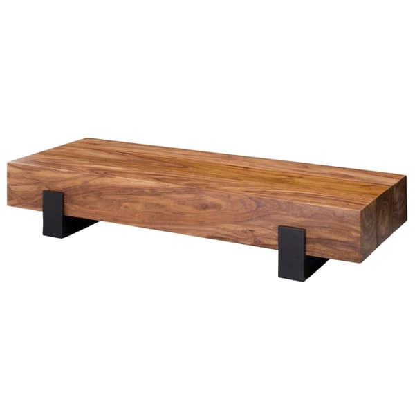 Rootz sofabord 115x22x44 cm Sheesham massivt træ - metal sofabord - Design Stuebord Moderne - Stubentisch brun - sort - Designer sofabord massivt - Bo