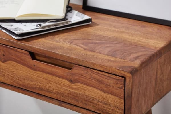 Rootz-konsolipöytä 90x76x36cm Sheesham massiivipuuta laatikoilla - Design Puinen senkki Konsoli Solid - Pieni maalaistalon kirjoituspöytä Flur-pöytä -