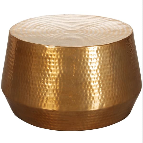Rootz Soffbord 60x36x60 cm Sidobord i aluminium Guld Orientaliskt Runt - Platt hamrat soffbord metall - Design Vardagsbord Modernt - Loungebord Indian