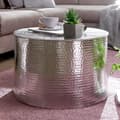 Miniatyrbild 2 av 6: Rootz 61 x 40,5 x 61 cm Aluminium Silver Sidobord Orientaliskt Runt - Platt hamrat soffbord metall - Design Vardagsbord Modernt - Loungebord Indian St