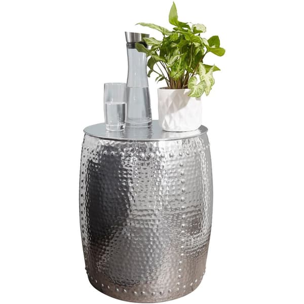 Rootz sidebord 42x49x42cm aluminium sølv bord orientalsk rundt - Lille Hammerschlag Abstellisch - Designer arkiveringsbord metal moderne - Smalt bord