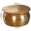 Miniatyrbillede 5 af 6: Rootz sofabord 60x30,5x60 cm aluminium guld sidebord orientalsk rundt - Fladhamret sofabord metal - Design stuebord moderne - Loungebord indisk stubbo