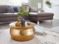 Miniatyrbillede 6 af 6: Rootz sofabord 60x30,5x60 cm aluminium guld sidebord orientalsk rundt - Fladhamret sofabord metal - Design stuebord moderne - Loungebord indisk stubbo
