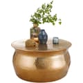 Miniatyrbillede 1 af 6: Rootz sofabord 60x30,5x60 cm aluminium guld sidebord orientalsk rundt - Fladhamret sofabord metal - Design stuebord moderne - Loungebord indisk stubbo