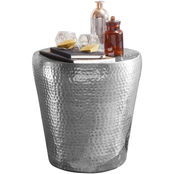 Rootz sidebord 41x41x41cm aluminium sølv bord orientalsk rundt - Lille Hammerschlag Abstellisch - Designer arkiveringsbord metal moderne - Smalt bord