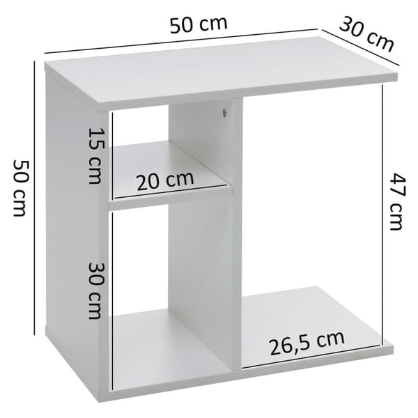 Rootz sidobord 50x50x30 cm trävit design sidobordssoffa - Soffbord litet modernt - Litet soffbord fyrkantigt - Soffbord högt - Smalt bord vardagsrum
