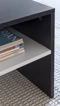 Miniatyrbillede 4 af 7: Rootz 90 x 43 x 60 cm med hylde træ sort - hvid - Design stue sofabord todelt med opbevaringsplads - Sofabord moderne sofabord - Loungebord stort og h