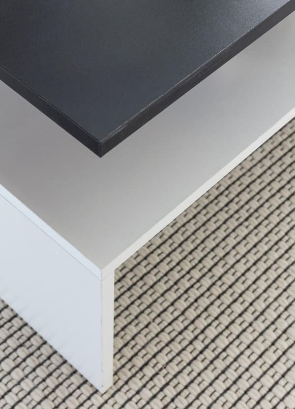 Rootz 90 x 43 x 60 cm med hylde træ sort - hvid - Design stue sofabord todelt med opbevaringsplads - Sofabord moderne sofabord - Loungebord stort og h