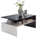 Miniatyrbillede 1 af 7: Rootz 90 x 43 x 60 cm med hylde træ sort - hvid - Design stue sofabord todelt med opbevaringsplads - Sofabord moderne sofabord - Loungebord stort og h