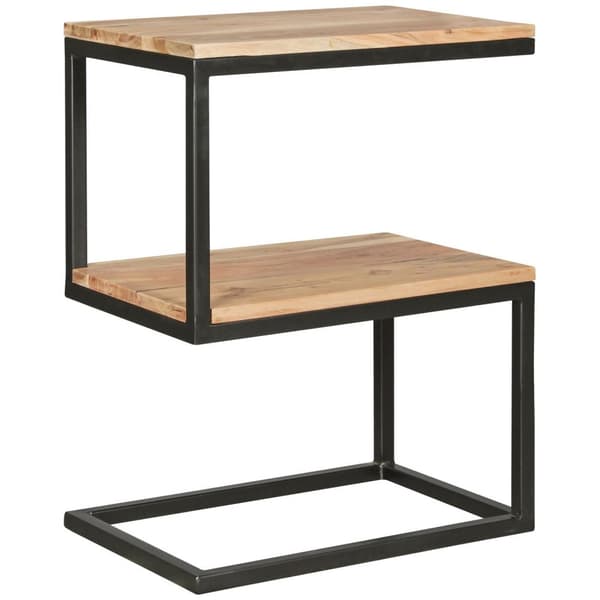 Rootz sidobord S-form massivt trä akacia - metall 45 x 60 x 30 cm - Design Vardagsbord Lantlig stil - Anstellisch förvaringsbord fyrkantigt