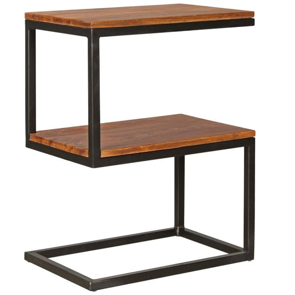 Rootz sidebord S-form massivt træ Sheesham - metal 45 x 60 x 30 cm - Design Stuebord Landlig stil - Anstellisch opbevaringsbord firkantet