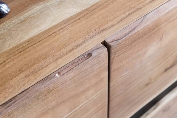 Rootz skänk 148 x 85 x 43 cm massivt trä akacia skänk i naturlig trädkant - Highboard i lantlig stil med 3 dörrar - Korridorskåp