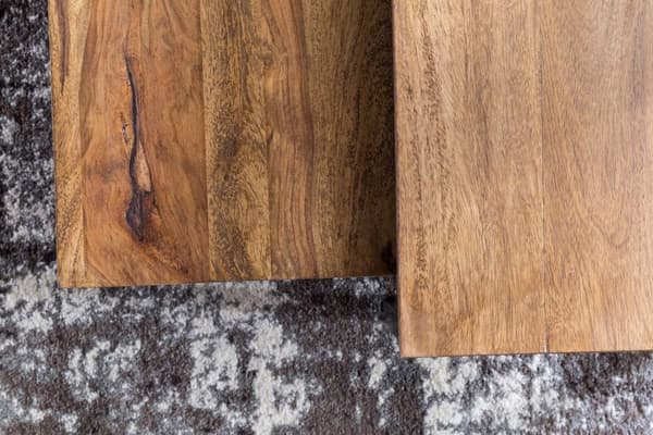 Rootz 2-teilig massivt trä 75 x 75 x 27 cm - Design vardagsrumsbord Sheesham wood - Vardagsrum Loungebord Palisander massiv med metallben