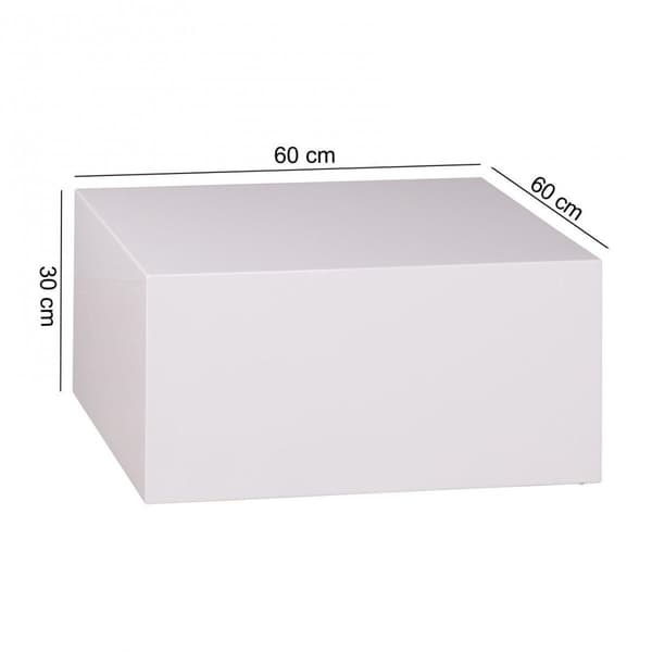 Rootz soffbord 60 x 60 x 30 cm högblank MDF vitlackerad - Design vardagsrumsbord Kub fyrkantig - Lounge sidobord kubform
