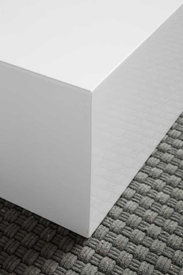 Rootz soffbord 60 x 60 x 30 cm högblank MDF vitlackerad - Design vardagsrumsbord Kub fyrkantig - Lounge sidobord kubform
