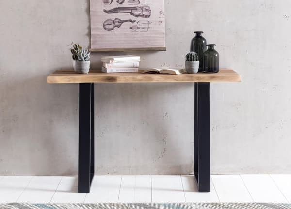 Rootz konsolbord log massivt træ konsol Acacia Secretary 120 x 45 cm Wane skrivebord Landhaus dressing