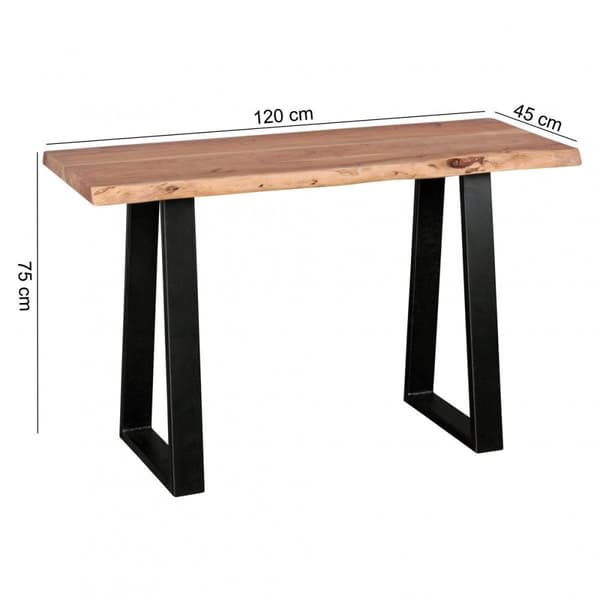 Rootz konsolbord log massivt træ konsol Acacia Secretary 120 x 45 cm Wane skrivebord Landhaus dressing