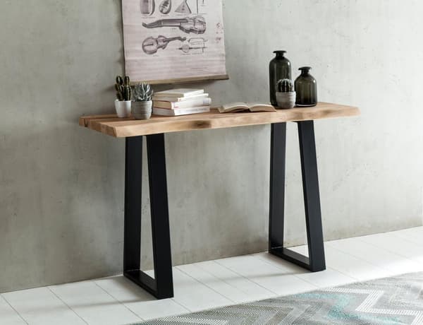 Rootz konsolbord log massivt træ konsol Acacia Secretary 120 x 45 cm Wane skrivebord Landhaus dressing