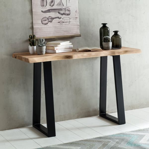 Rootz konsolbord log massivt træ konsol Acacia Secretary 120 x 45 cm Wane skrivebord Landhaus dressing
