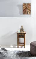 Miniatyrbild 5 av 6: Rootz sidobord 30 x 30 x 50 cm sidobord i massivt trä med hylla & tryck Nattstol Shabby - Nattkonsol Mango Återvinning Båtträ