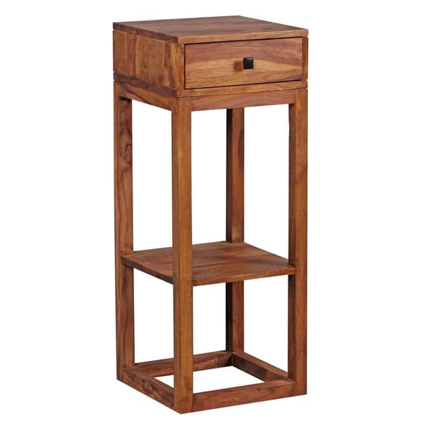 Rootz sidebord massivt træ sheesham sidebord telefonbord med skuffe 35 x 35 x 90 cm