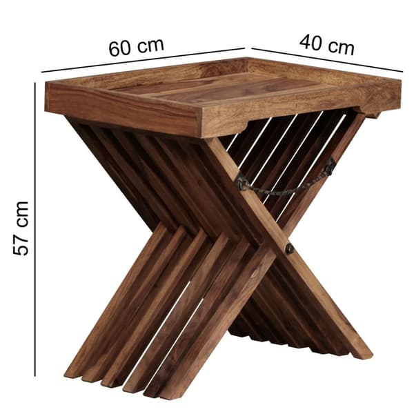 Rootz bord massivt trä sheesham design hopfällbar serveringsbricka och bordsram hopfällbar lantlig stil