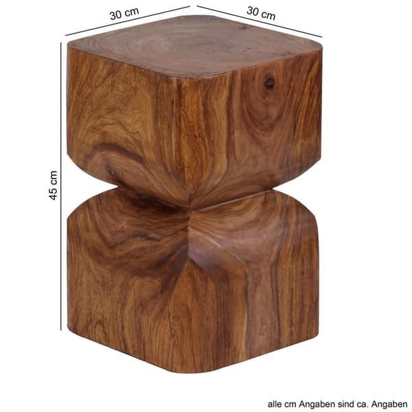 Rootz-sivupöytä WL1.562 Sheesham massiivipuuta 30x45x30cm Maalaismainen koristepöytä - Kukkapöytä Pieni puinen pöytä - Sohvalisäpöytä Ruskea- Pieni ai