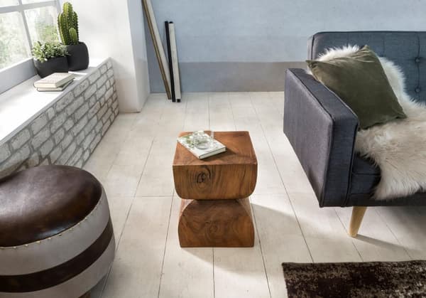Rootz-sivupöytä WL1.562 Sheesham massiivipuuta 30x45x30cm Maalaismainen koristepöytä - Kukkapöytä Pieni puinen pöytä - Sohvalisäpöytä Ruskea- Pieni ai