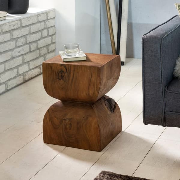 Rootz-sivupöytä WL1.562 Sheesham massiivipuuta 30x45x30cm Maalaismainen koristepöytä - Kukkapöytä Pieni puinen pöytä - Sohvalisäpöytä Ruskea- Pieni ai