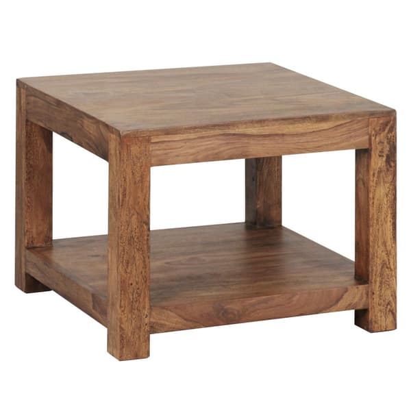 Rootz sofabord massivt træ Sheesham 60 x 60 cm stuebord design mørkebrunt sidebord i landstil