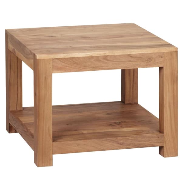 Rootz soffbord massivt trä akacia 60 x 60 cm vardagsrumsbord design mörkbrunt sidobord i lantlig stil