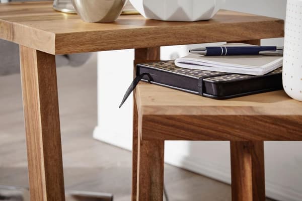 Rootz sæt med 2 sider massivt træ sheesham design loungebord Firkantet sengebord sæt landlig stil