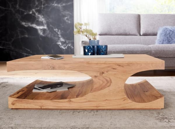 Rootz sofabord massivt træ Acacia 118 cm bredt spisebord design mørkebrunt bord i landstil