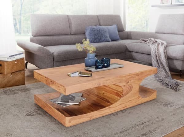 Rootz sofabord massivt træ Acacia 118 cm bredt spisebord design mørkebrunt bord i landstil