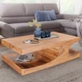Miniatyrbillede 1 af 7: Rootz sofabord massivt træ Acacia 118 cm bredt spisebord design mørkebrunt bord i landstil