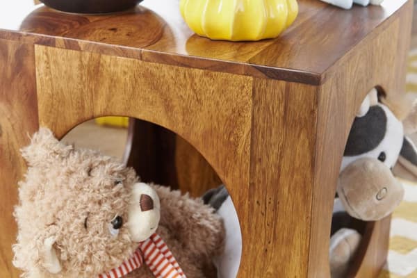 Rootz sidebord massivt træ Sheesham 35x35 cm Cube stuebord design landlig sofabord firkantet