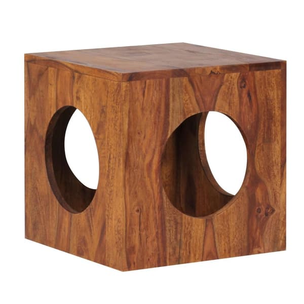 Rootz sidebord massivt træ Sheesham 35x35 cm Cube stuebord design landlig sofabord firkantet
